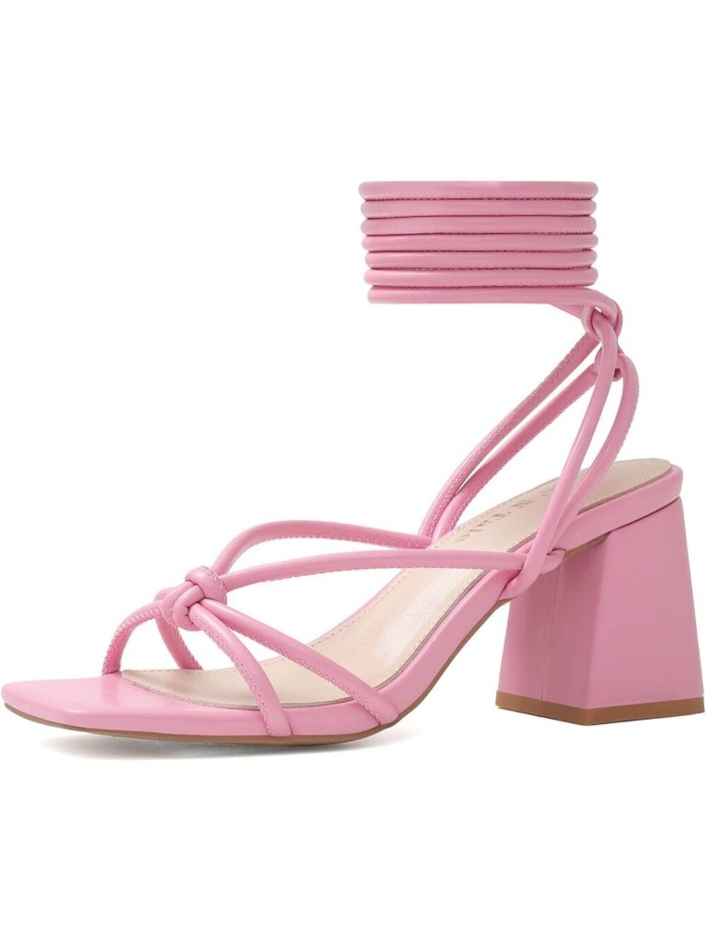 Women's Pink Strappy Gladiator High Heel Sandals Chunky Block Heel Open Toe